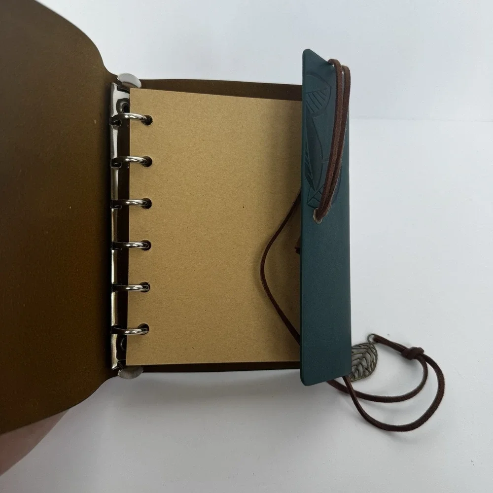5.8x4 Inch Travel Refillable Leather Diary Scrapbook Gift, Teal Cyan Blue